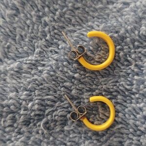 Yellow tiny open hoop earrings